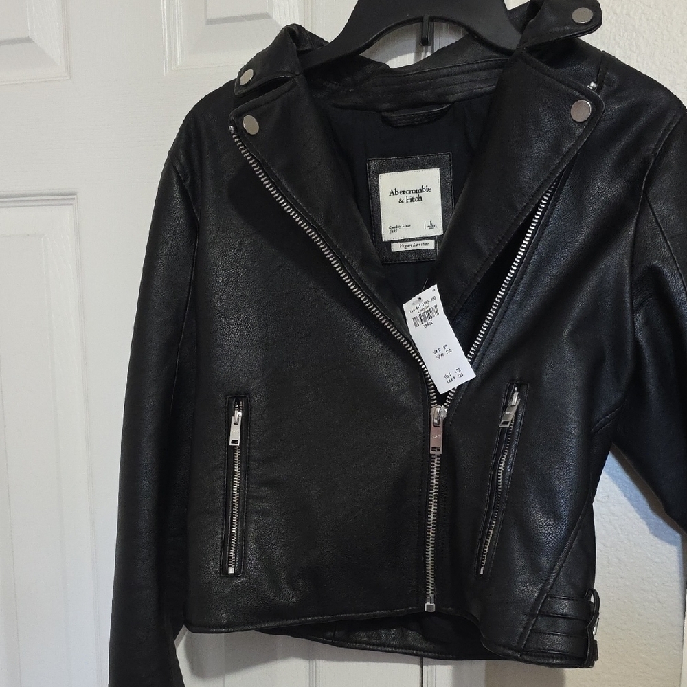 Abercrombie Vegan Leather Jacket- NEW- L